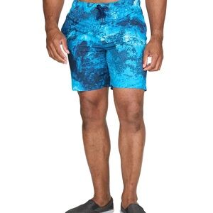NWT REALTREE OHANA Men's Blue Patterned Swim Shorts Sz Small